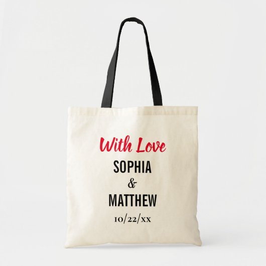 Tote Bag Merci De Mariage Simple Et Élégant Avec Amour (Devant)