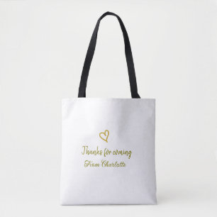 Tote Bag merci d'être venu nom du texte message cœur d'or
