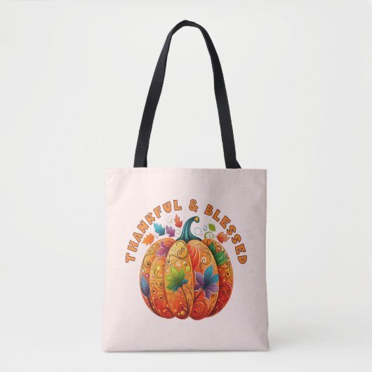Tote Bag Merci et béni Citrouille d'automne (Devant)