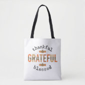Tote Bag Merci Grateful Blessé mignon automne Thanksgiving (Devant)