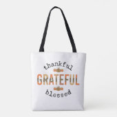 Tote Bag Merci Grateful Blessé mignon automne Thanksgiving (Dos)