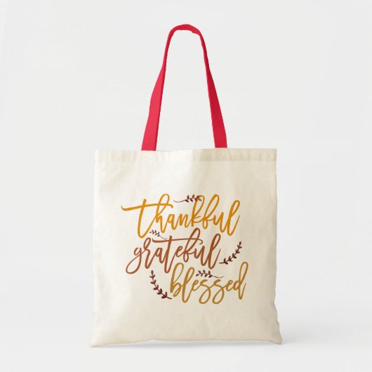 Tote Bag Merci Grateful Citation Bienheureuse Typographie S (Devant)