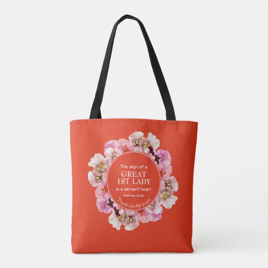 Tote Bag Merci PASTOR APPRÉCIATION 1ère dame Floral (Dos)