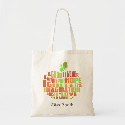 Tote Bag merci professeur, typographie de cadeau, citation  (Devant)