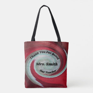 Tote Bag Merci Red Swirl Appréciation de l'enseignant artis