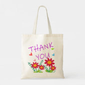Tote Bag Merci Texte Typographie Fleurs mignonnes Design (Dos)