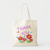 Tote Bag Merci Texte Typographie Fleurs mignonnes Design (Devant)