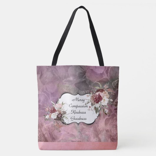 Tote Bag Mercy Compassion Floral Suede Fourre-tout  (Devant)