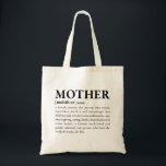 Tote Bag Mère<br><div class="desc">Mère,  nom : une mère,  la personne qui élève,  nourrit,  enseigne et encourage ses enfants,  une personne qui aime sans condition,  une personne qui donne,  attentionné,  gentil,  un guérisseur du coeur et un gardien secret,  une femme très aimée et grandement admirée,  une personne qui fait l'oeuvre de vingt...  gratuitement.</div>