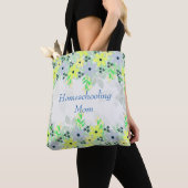 Tote Bag Mère à l'école Mère Jaune et Vert Fleur Imprimer (De près)