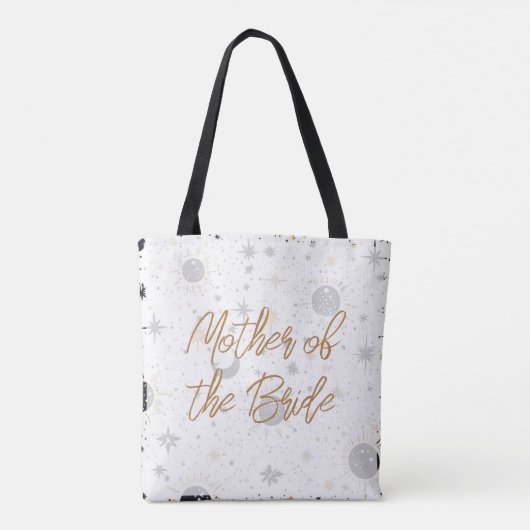 Tote Bag Mère céleste noire et dorée de la mariée (Dos)