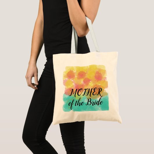 Tote Bag Mère de la mariée aquarelle jaune rose bleu (Devant (produit))