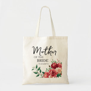 Tote Bag Mère de la mariée florale élégante avec nom
