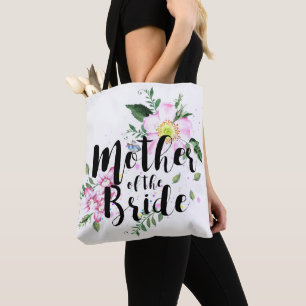 Tote Bag Mère de la mariée mariage aquarelle florale rose