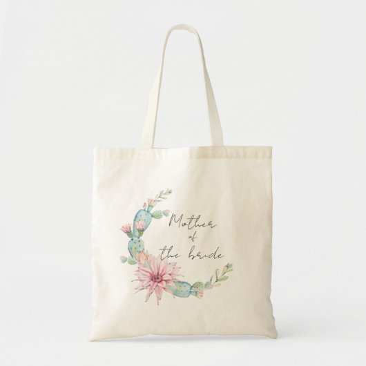 Tote Bag Mère de la mariée. Mariage aquarelle succulents (Devant)