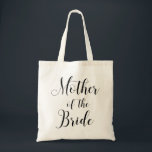 Tote Bag Mère de la mariée. Script de mariage minimaliste<br><div class="desc">Sac fourre-tout à script de mariage minimaliste noir et blanc "Mère de la mariée". Veuillez me contacter si vous avez besoin d'articles supplémentaires.</div>