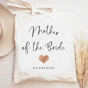 Tote Bag Mère de la mariée Script tendance et coeur