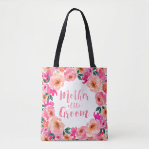 Tote Bag Mère du Marié Floral Aquarelle Rose Rustique