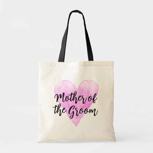 Tote Bag Mère du marié rose aquarelle coeur mariage (Devant)
