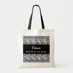 Tote Bag Mère du zèbre BLEU blanc V07 de noir de jeune