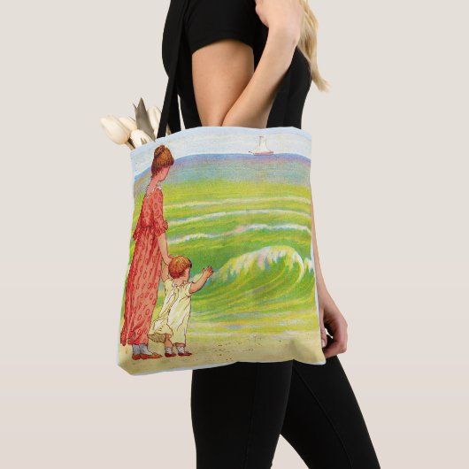 Tote Bag mère et bébé sur la plage (De près)