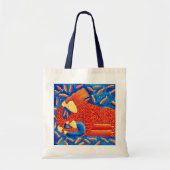 Tote Bag Mère Et Fils Avec Poisson D'Or Peinture D'Art Mode (Devant)