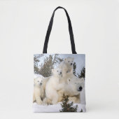 Tote Bag Mère et petits animaux d'ours blanc (Devant)