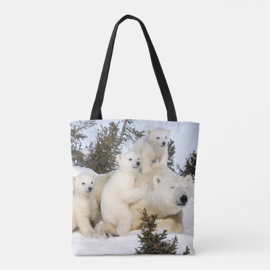 Tote Bag Mère et petits animaux d'ours blanc (Dos)