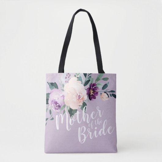 Tote Bag Mère fleurie violette personnalisée de la mariée (Devant)