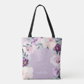 Tote Bag Mère fleurie violette personnalisée du marié (Dos)