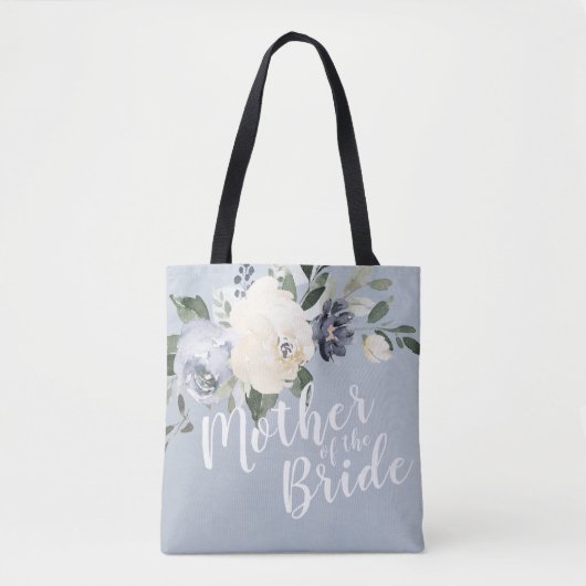 Tote Bag Mère florale bleu poussiéreuse personnalisée de la (Devant)