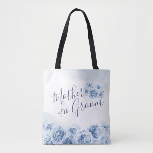Tote Bag Mère florale personnalisée bleue du marié (Devant)