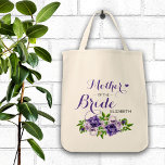 Tote Bag Mère florale pourpre de la mariée<br><div class="desc">Joli design floral violet pour ces sacs fourre-tout de mariage personnalisés</div>