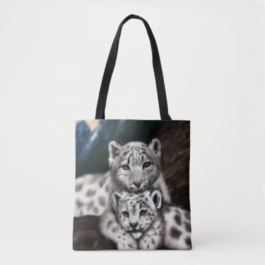 Tote Bag Mère léopard des neiges et petit-déjeuner dans les (Devant)