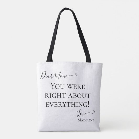 Tote Bag Mère maman drôle dire moderne noir et blanc (Dos)