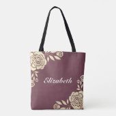 Tote Bag Mère mariage du Groom Bourgogne Roses d'or (Dos)