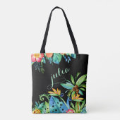 Tote Bag Mère noire florale tropicale de la mariée (Dos)