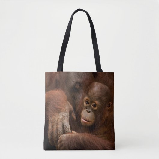 Tote Bag Mère orang-outan et bébé au zoo (Devant)