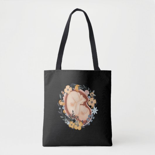 Tote Bag Mère sage-femme enceinte du bébé de fleurs (Devant)