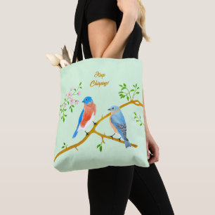 Tote Bag Merlesbleus Vert pâle