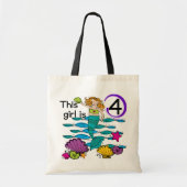 Tote Bag Mermaid 4th Birthday Tshirts and Gifts (Devant)