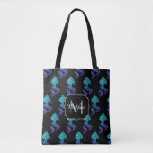 Tote Bag Mermaid aqua bleu ombre motif Monogramme (Devant)