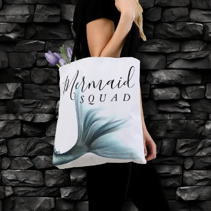 Tote Bag Mermaid Crew Aqua   Mint Seafoam Luxe Bridal Party