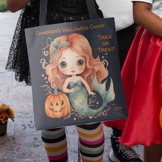 Tote Bag Mermaid Halloween bonbon Trou ou traitement