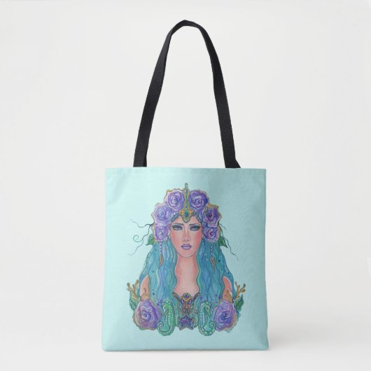 Tote Bag Mermaid Rose dans l'art marin par Renee Lavoie (Devant)