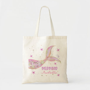 Tote Bag Mermaid Tail rose et Parties scintillant d'or Pers