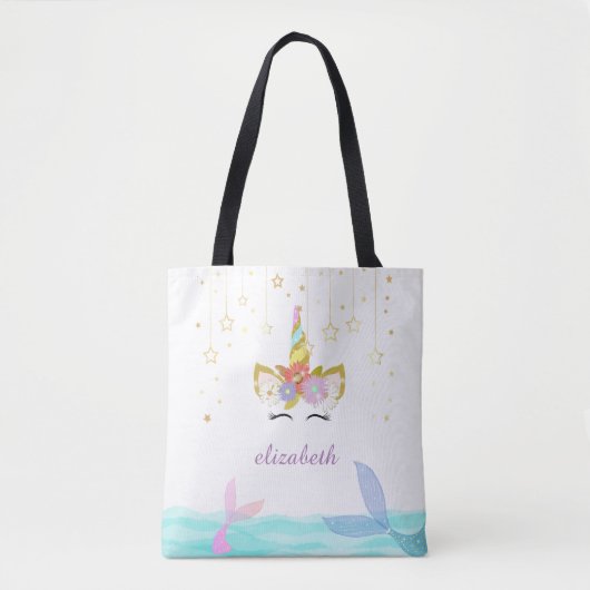 Tote Bag Mermaid Unicorn Shoulder Totes (Devant)