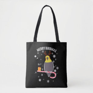 Tote Bag Merry Birbmas Funny Cockatiel Bird Holiday for Chr
