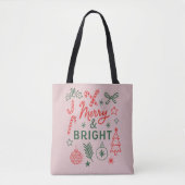 Tote Bag Merry & Bright Retro Christmas Stocking | Festive  (Devant)