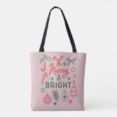 Tote Bag Merry & Bright Retro Christmas Stocking | Festive  (Dos)
